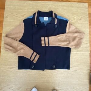 CABI  Navy and Blue Ribbed SWEATER JACKET